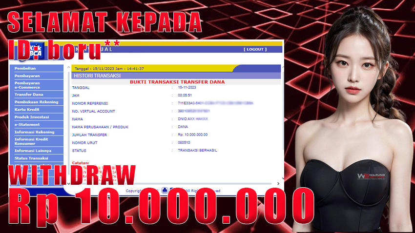 bukti wd warungbetting 15 nov