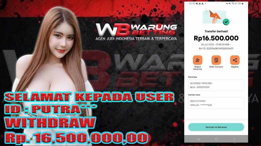 BUKTI KEMENANGAN WARUNGBETTING 28 JUNI