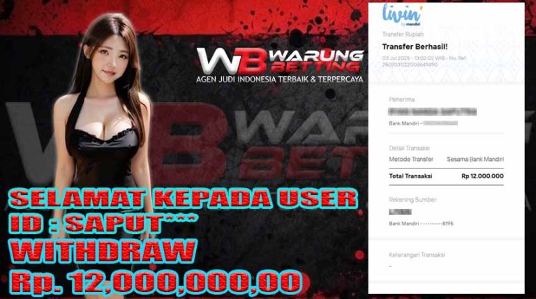 BUKTI KEMENANGAN WARUNGBETTING 03 JULI