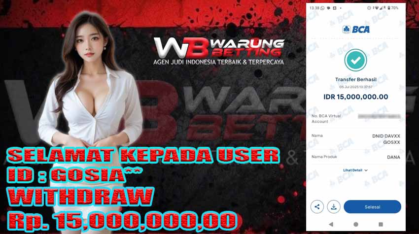 BUKTI KEMENANGAN WARUNGBETTING 05 JULI