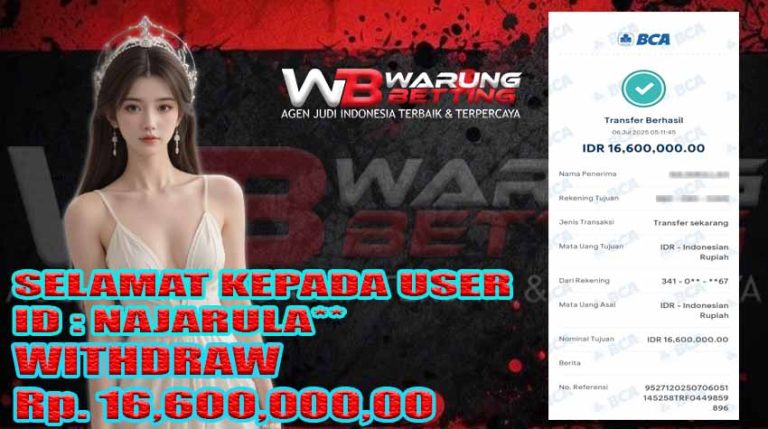 BUKTI KEMENANGAN WARUNGBETTING 06 JULI