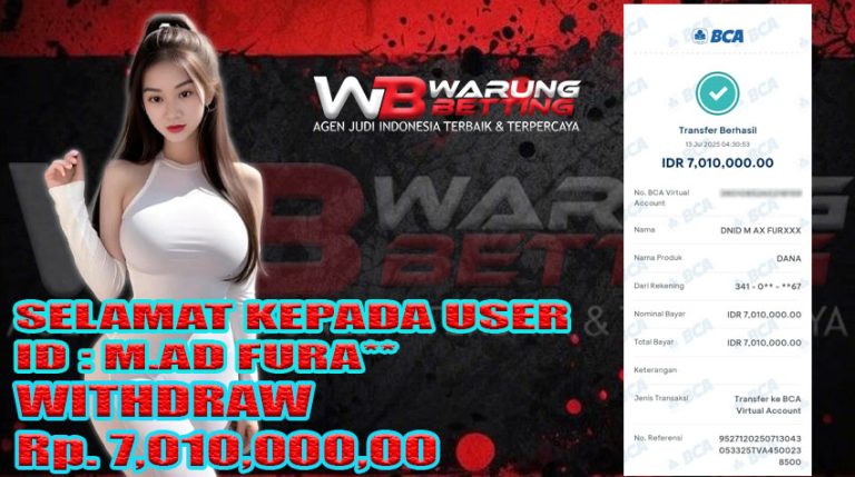 BUKTI KEMENANGAN WARUNGBETTING 13 JULI