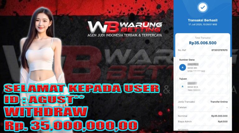 BUKTI KEMENANGAN WARUNGBETTING 17 JULI
