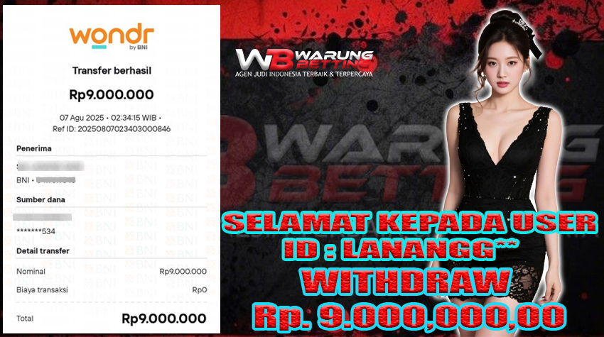 BUKTI KEMENANGAN WARUNGBETTING 07 AGUSTUS
