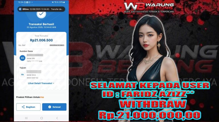 BUKTI KEMENANGAN WARUNGBETTING 22 agustus
