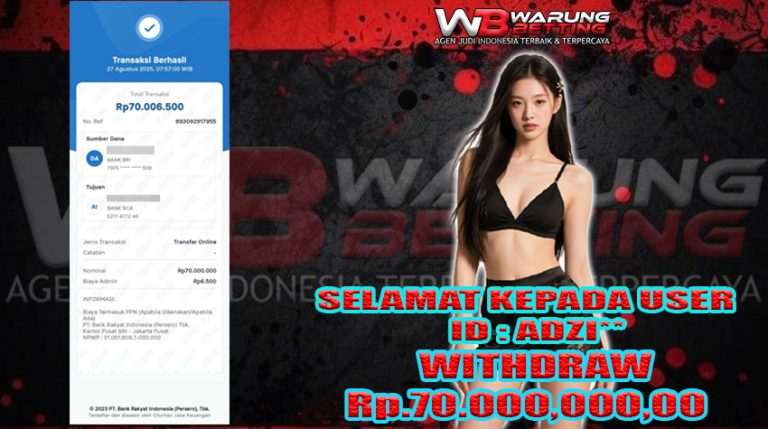 BUKTI KEMENANGAN WARUNGBETTING 27 agustus