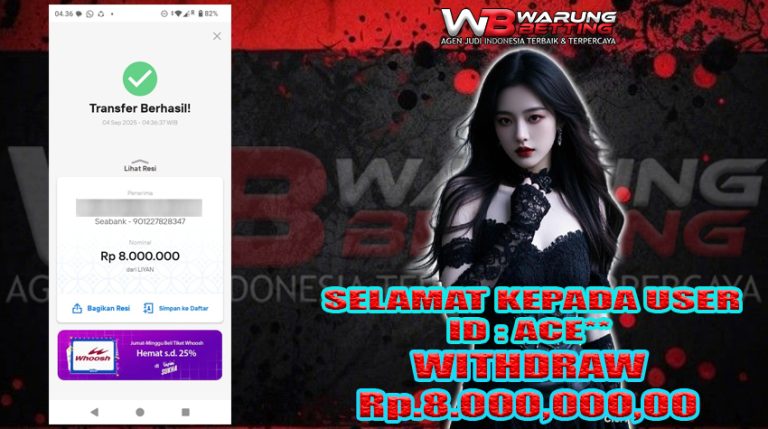 BUKTI KEMENANGAN WARUNGBETTING 04 SEPTEMBER