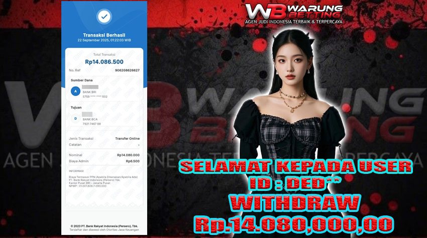 BUKTI KEMENANGAN WARUNGBETTING 22 SEPTEMBER