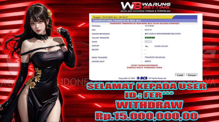 BUKTI KEMENANGAN WARUNGBETTING 13 DES