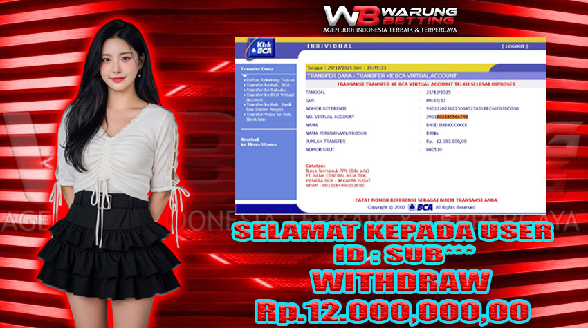 BUKTI KEMENANGAN WARUNGBETTING 25 DES