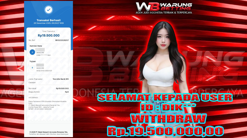 BUKTI KEMENANGAN WARUNGBETTING 26 DES