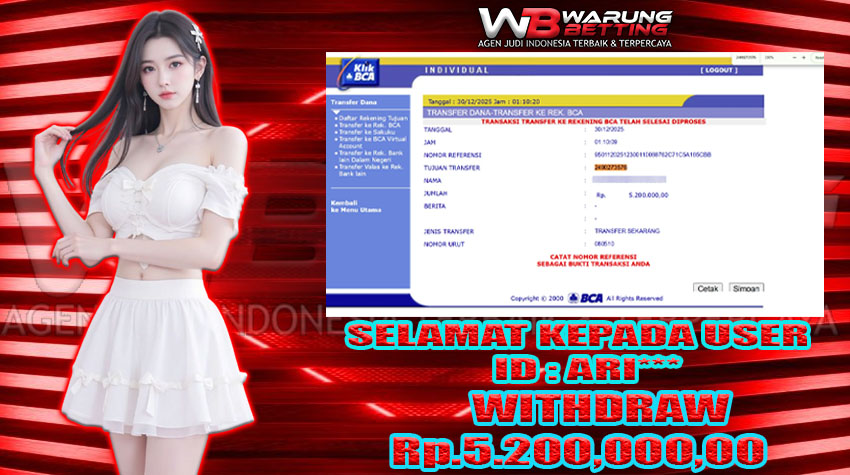 BUKTI KEMENANGAN WARUNGBETTING 30 DES