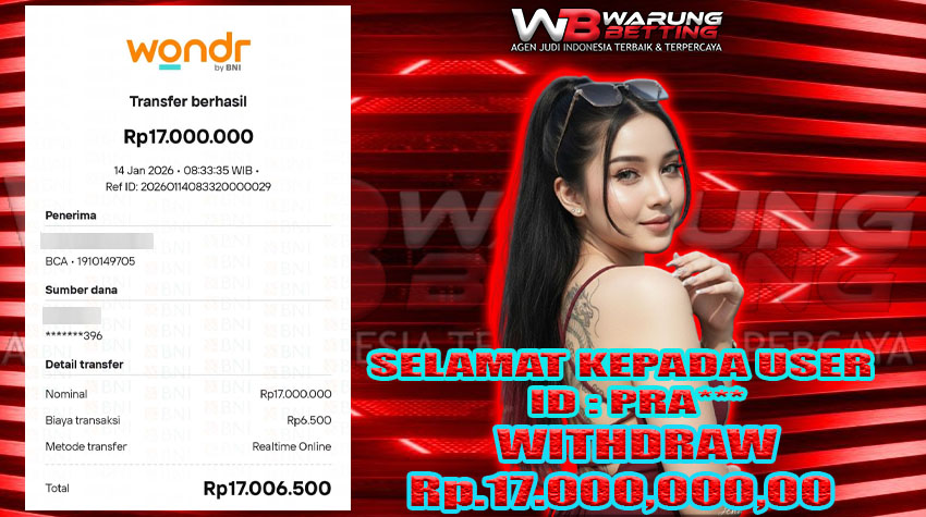 BUKTI KEMENANGAN WARUNGBETTING 14 JAN